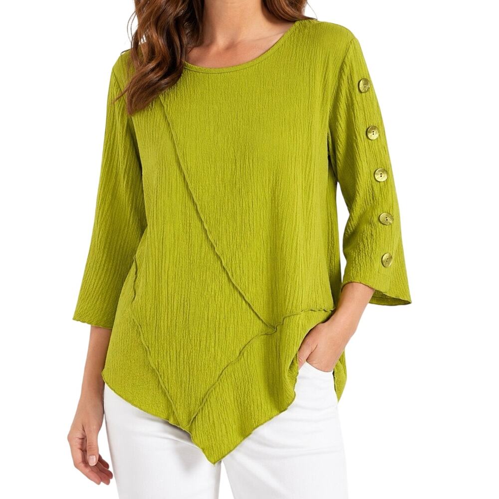 Moonlight by Y & S Sz XL Green Wearable Art to Wear Blouse Shirt Top Artsy